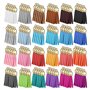 Décorations de la Fête Naler 120 pcs Cuir Tassel Pendentifs en suédine Tassel avec bouchons 38 mm pour porte-clés Sangles Décora