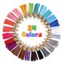 Décorations de la Fête Naler 120 pcs Cuir Tassel Pendentifs en suédine Tassel avec bouchons 38 mm pour porte-clés Sangles Décora