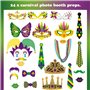 HTGWCG Accessoires de Photomaton de Mardi Gras, Mardi Gras Accessoires Photobooth Cravates Lunettes Masque Accessoires Photo pou