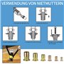 300 Pièces Écrou de Rivet Acier Carbon, Écrous à Sertir Plaqué Zinc, Éécrous à Rivets Aveugles avec Filetage - M3/M4/M5/M6/M8/M1