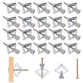120 Pièces Chevilles avec Vis pour Plaques de Plâtre(60 Chevilles Bbrique Creuse + 60 Vis Autoforeuse Beton)
