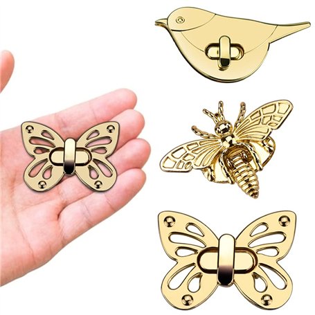 STCRERAG 3 PCS Fermoir de Sac à Main en Alliage de Zinc Papillon Abeille Oiseau Mignon Verrou Tournant Antirouille Lock Sac à Ma