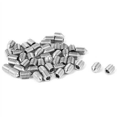 sourcing map Vis Pointeau Conique pour Poignée de Porte Vis Sans Tête Hexagonale M4x 6mm en acier inoxydable 50pcs