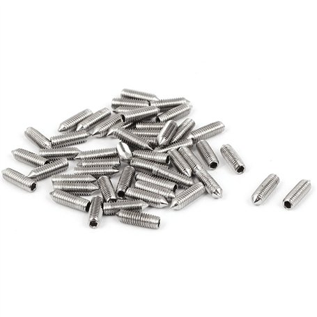 sourcing map Vis Pointeau Conique pour Poignée de Porte Vis Sans Tête Hexagonale M3 x 10 mm hexagonale ton argent 50 pièces