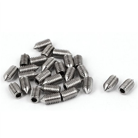 sourcing map Vis Pointeau Conique pour Poignée de Porte Vis Sans Tête Hexagonale M5 x 10mm Argenté 25pcs