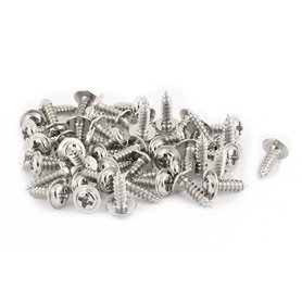 sourcing map 50p 3x10 Acier Inoxydable Vis Autotaraudeuse Tête Cruciforme Rondelle éPaulement