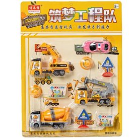 BULKEE Voiture Jouet Enfants 8 Pièces Véhicules de Chantier Jouet Mini Tractopelle DIY Vehicules de Chantier Kit Cadeau Jeu Educ