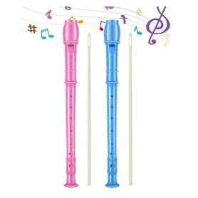 MaNeaz 2 Pièces Bleu + Rose Instrument De Musique Enfant Flute Enfant Flûte À Bec Enfants Flûte À Bec Scolaire Soprano Plastique