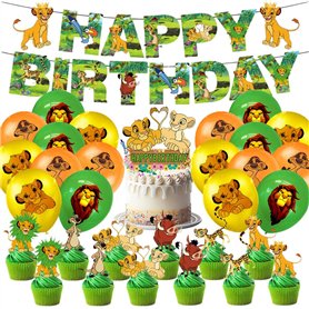 44PCS Le Roi Lion Party Decoration Le Roi Lion Birthday Party Balloon Set Le Roi Tirant Le Slip Gâteau De Gâteau Dans Le Ballon