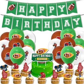 44PCS Football Américain Ensemble D'Anniversaire De Ballon Football Américain Decoration Gateau BannièRe D'Anniversaire Annivers