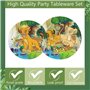 51PCS Lion Thème Couverts De Fête, King Vaisselle De Fête d'Anniversaire Ensemble De Vaisselle Anniversaires Fournitures De Déco