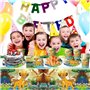 51PCS Lion Thème Couverts De Fête, King Vaisselle De Fête d'Anniversaire Ensemble De Vaisselle Anniversaires Fournitures De Déco