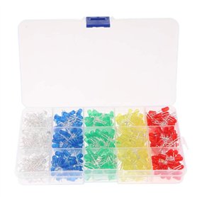 Gasea 500Pcs 5mm LED Diode Électroluminescente Lumière Émettant Diode Assortiment Kit Électroniques de Lampes Composants Pour Ar