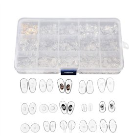 Gasea 150 Paires Lunettes Nez Pads en Silicone 15 Styles Coussinets de Nez Pour Lunettes Patins Nez Ultra-Doux Kit de Réparation