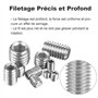Gasea 200PCS Kit Assortiment Vis Hex Tête Allen 10 Types Sans Tête Hexagonale M3 M4 M5 M6 M8 à Six Pans Creux en Acier Inoxydabl