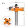 Gasea 3pcs 8mm 4-Lame Fraise à Bois T-Forme Fraise de Rainure Set Coupe Outil de Travail du Bois Orange Lame Hauteur:6mm, 8mm, 1