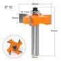 Gasea 3pcs 8mm 4-Lame Fraise à Bois T-Forme Fraise de Rainure Set Coupe Outil de Travail du Bois Orange Lame Hauteur:6mm, 8mm, 1