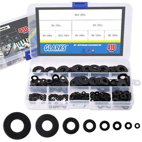 Glarks Assortiment de 410 rondelles plates métriques M2 M2