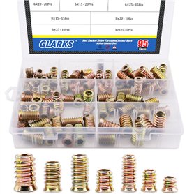 Glarks 95pcs Écrous à Vis en Alliage de Zinc Hexagonal Bride Filetage Assortiment Assortiment pour Meubles en Bois