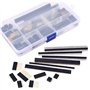 Glarks Lot de 112 barrettes mâles et femelles de 2,54 mm - 100 barrettes de bouclier empilables et 12 barrettes de broches PCB p
