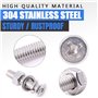 Glarks 665 pcs Acier inoxydable 304 M3 M4 M5 M6 Phillips Vis à tête plate Boulons et écrous Plat joints d'étanchéité Rondelles r