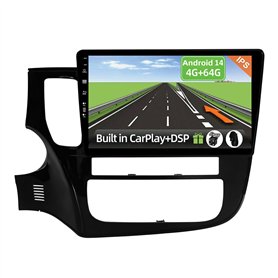 YUNTX Android 14 Autoradio for Mitsubishi Outlander(2012-2018)-4G+64G-[Built in CarPlay/Android Auto/DSP]-GPS 2 Din-Gratuite Cam