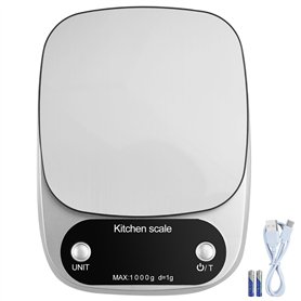 Proster Balance de Cuisine Numérique Rechargeable 3g-10kg Balance Alimentaire Haute Précision 1g Balances Multifonctionnelles Pe