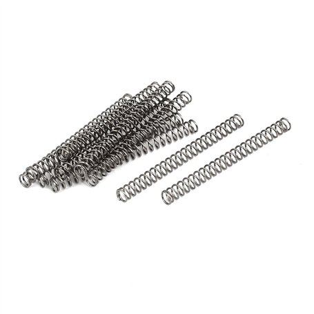 sourcing map Ressort de Compression 0.5mmx4mmx45mm 304 Acier Inoxydable Argenté 10pcs
