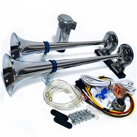 YIYIDA Klaxon de voiture Klaxon pneumatique 165DB Car Horn klaxon de navire Trompette 24V klaxon de camion zinc chromé Klaxon à