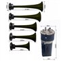 YIYIDA Trompette musicale Dixie Haut - parleur air cornet 165db Car Horn Trompette d'air Klaxon de voiture noir à cinq tubes Cor