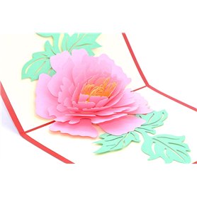 Medigy Carte d'Anniversaire Faite à Main 3D Pop Up Kirigami Creux Fleur de pivoine Pliable Carte Postale de Voeux pour Anniversa