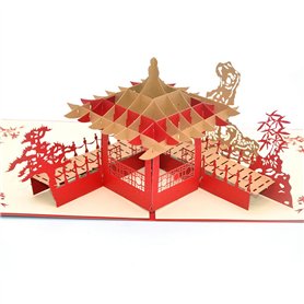 Medigy Carte d'Anniversaire Faite à Main 3D Pop Up Kirigami Creux Jardins de Suzhou Pliable Carte Postale de Voeux pour Annivers