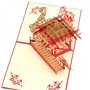 Medigy Carte d'Anniversaire Faite à Main 3D Pop Up Kirigami Creux Jardins de Suzhou Pliable Carte Postale de Voeux pour Annivers