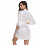 Vlazom Peignoir Satin Femme Robes de Chambre et Kimonos de Mariée Robes de Chambre Soie Court Kimono Col V avec Ceinture