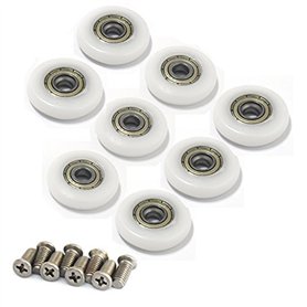 YuanQian Lot de 8 roulettes de rechange pour porte de douche Diamètre 23 mm avec vis M5