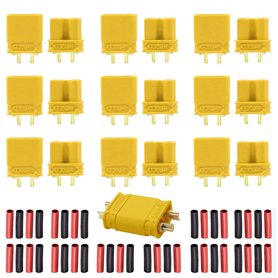 10 paires Amass XT30U Mâle Femelle Connecteurs Bullet Fiches d'alimentation Adaptateurs avec 20 paires de tubes thermorétractabl