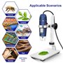 Microscope numérique USB Camera, Jiusion 40-1000X Portable Grossissement Endoscope 8 LED avec Adaptateur Professionnel, Support 