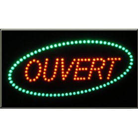 Enseigne lumineuse à LED Ouvert rouge/vert 60x30x2.5cm