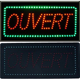 Enseigne lumineuse à LED Ouvert rouge/vert 48x24x2.5cm