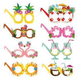Lot de 8 paires de lunettes de soleil fantaisie hawaïennes pour enfants et adultes - Décorations de fête hawaïennes - Lunettes e