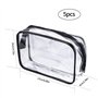 Lot de 5 trousses à maquillage en PVC transparent avec fermeture éclair, trousse de toilette portable transparente pour voyage d