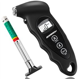 GODESON manometre pression pneu digital 150 PSI 10 Bar avec 4 réglages et jauge profondeur la bande roulement