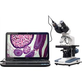 AmScope B120C-E1 Microscope binoculaire numérique à LED grossissement 40 x -2500 x avec platine 3D et appareil photo USB 1