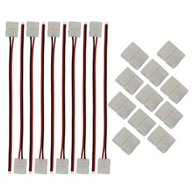 CESFONJER Lot 20 connecteurs pour bande lumineuse LED comprenant un fil connexion sans soudure LED à 2 broches 8 mm large