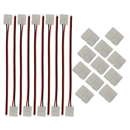 CESFONJER Lot 20 connecteurs pour bande lumineuse LED comprenant un fil connexion sans soudure LED à 2 broches 8 mm large