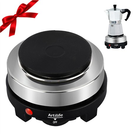 Artilife Artilife Petite plaque chauffante électrique portable 500 W 500 W Taille parfaite pour casserole à moka 110 V