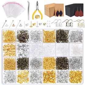 CHRORINE 2940 Pcs Schmuck Basteln Zubehör Ohrringhaken Biegeringe Ohrringkarten für Schmuckherstellung Ohrringe Armband Halskett