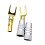 WANGCL Lot de 4 Connecteurs à Cosse en Y - Fiche à Fourche à 45 Degrés pour Fil de Haut-Parleur - Connecteur Jack Audio en Cuivr