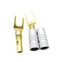 WANGCL Lot de 4 Connecteurs à Cosse en Y - Fiche à Fourche à 45 Degrés pour Fil de Haut-Parleur - Connecteur Jack Audio en Cuivr