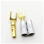 WANGCL Lot de 4 Connecteurs à Cosse en Y - Fiche à Fourche à 45 Degrés pour Fil de Haut-Parleur - Connecteur Jack Audio en Cuivr